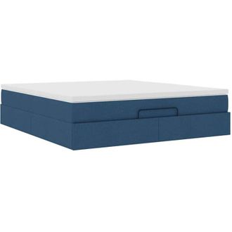 vidaXL Estructura De Cama Otomana Con Colch&oacute;n Tela Azul 160x200 Cm Vidaxl