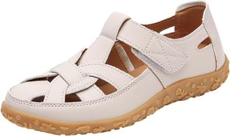 Generic Womens Leather Fisherman Sandals Breathable Hollow Hollow Closed Toe Gladiator Beach Shoes Adjustable Ankle Strap Comfortable Softsole Non-Slip Slip O