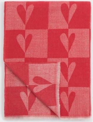 Katie Loxton Heart Printed Blanket Scarf in Red at Nordstrom