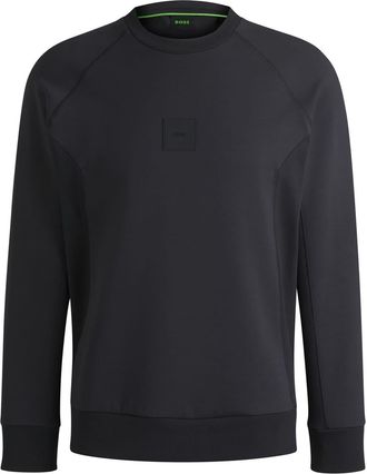 HUGO BOSS Mens Crew Neck Raglan Sleeve Ribbed Collar Sweatshirt in Dark Blue - Size X-Large
