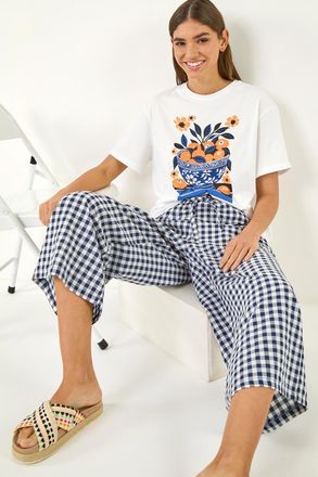 Roman Cotton Valencia Fruit Print T-Shirt