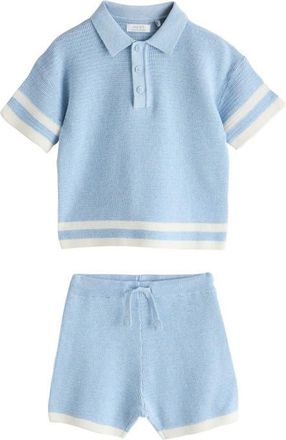 Next Stripe Polo Sweater & Shorts Set in Blue at Nordstrom, Size 1.5-2Y