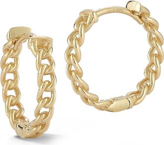 Ember Fine Jewelry Curb Link Huggie Hoop Earrings in Gold at Nordstrom Rack