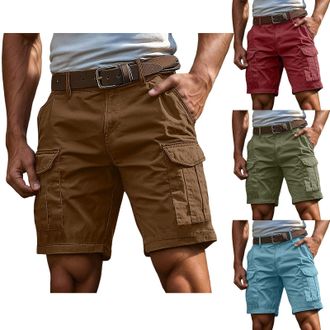 Generic Mens Casual Shorts Lightweight Breathable Comfortable Relaxed Fit Elastic Waist Soft Fabric Summer Outdoor Daily Wear (Brick Red, XL)