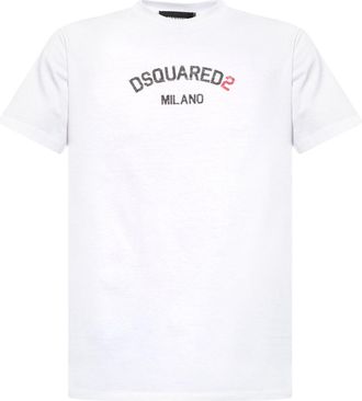 Dsquared2 Mens Milano Logo White T-shirt Cotton - Size Medium