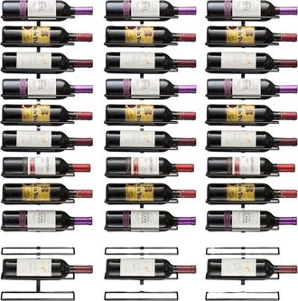 Sorbus Pack Of Three 12-Bottle Black Wall Mount Wine Racks