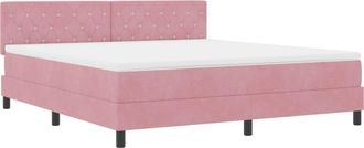vidaXL Box Spring Bed with Mattress Pink 180 x 200 cm Velvet vidaXL