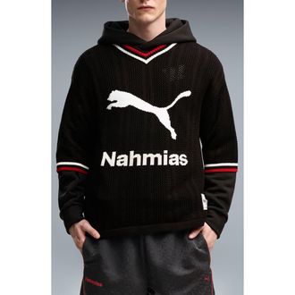 Puma x NAHMIAS Oversize Knit Soccer Jersey in Puma Black at Nordstrom, Size Medium