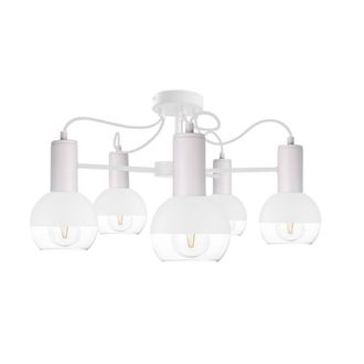 Netlighting Arne Multi Arm Semi Flush Ceiling Light White 60cm 5x E27