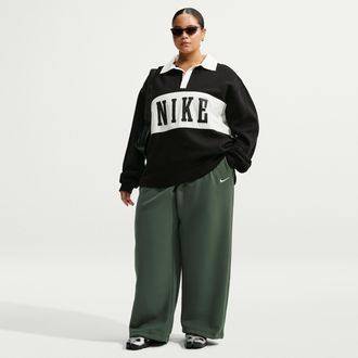 Nike Womens Studio Fleece Medium Weight Mid-Rise Wide-Leg Pants in Black | IW4771-001
