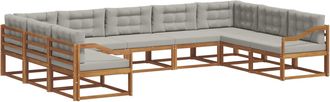 vidaXL Conjunto De Sof&aacute;s De Exterior 9 Uds. Gris Natural Y Claro Vidaxl