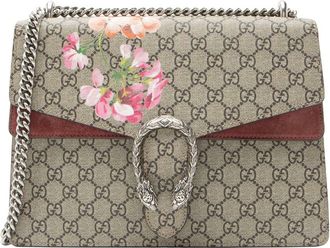 Gucci Brown & Multi & Pink GG Supreme Canvas & Suede Blooms Dionysus Large Shoulder Bag (Authentic Pre-Loved)
