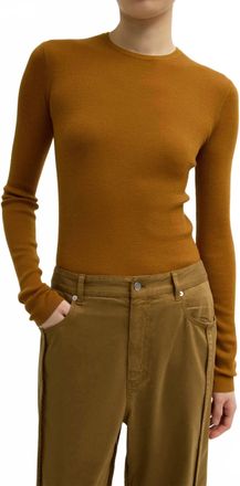 Tibi Womens Featherweight Ribbed Sweater In Ochre