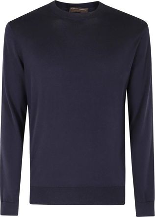 FILIPPO DE LAURENTIIS Girocollo Cotone - Heren - Ronde hals truien - Blauw - M - Katoen - Truien & Vesten
