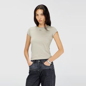 Diesel T-shirt with cut-out embroidered logo - T-Shirts - Woman - Grey