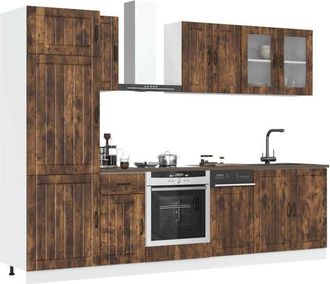 vidaXL Vidaxl - Conjunto De Armarios De Cocina lucca De 8 Piezas De Madera De Ingenier&iacute;a De Roble Ahumado