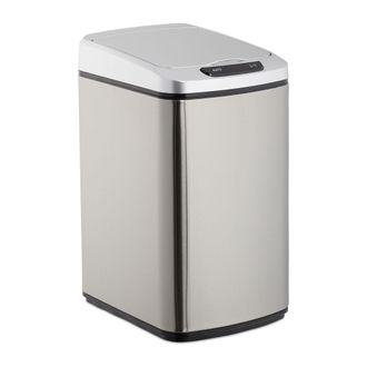 Relaxdays Relaxdays - Cubo De Basura, Sensor De Apertura, Contenedor Rectangular, Para Ba&ntilde;o & Cocina, 12 L, 1 Ud., Plateado