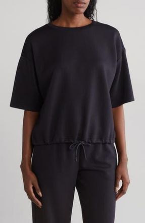 Zella Whisper Drawstring Hem Knit Top in Black at Nordstrom Rack, Size X-Small