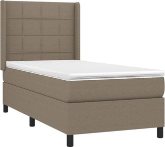 vidaXL Cama Box Spring Con Colch&oacute;n Tela Gris Taupe 90x200 Cm Vidaxl