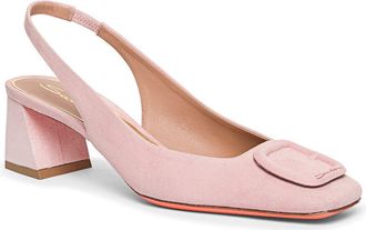 Santoni Womens Suede Mid-Heel Slingback in Pink at Nordstrom, Size 9.5
