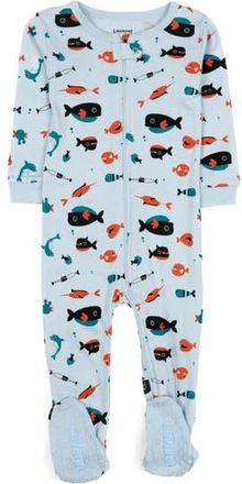 Leveret Kids Cotton Footed Printed Pajamas, Animal, Holiday & Fun Prints in Sharks Light Blue at Nordstrom, Size 3T