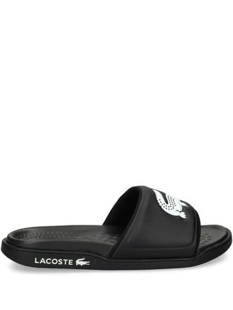 Lacoste logo-print slides - men - Polyethylene vinyl acetate (PEVA)/Polyurethane/Polyester/Rubber - 10 - Black