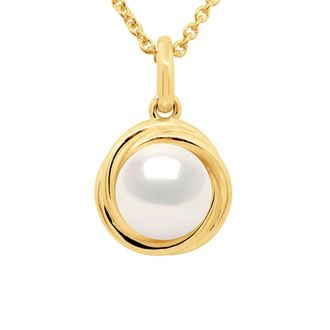 Ateliers Saint Germain Womens Pendant Double Knot Yellow Gold - Real Cultured Freshwater Pearl Round 10-11 mm - One Size