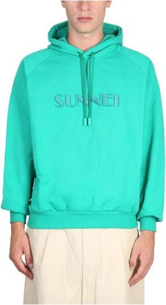 Sunnei Oversized Logo Hoodie - Heren - Hoodies - Groen - S - Katoen - Hoodies & sweatvesten