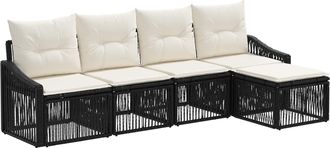 vidaXL Conjunto De Sof&aacute;s De Jard&iacute;n 5 Uds. Negro Rat&aacute;n Sint&eacute;tico Vidaxl