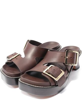 Loewe 85mm Ease buckle-embellished platform sandals - women - Leather/Leather/Leather - 40 - Brown