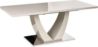 Beliani Dining Table Light Beige MDF Top 160/200 x 90 cm Extendable Rectangular Modern Dining Room Kitchen MERRAN