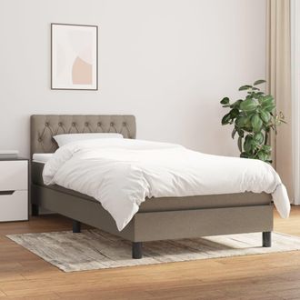 vidaXL Vidaxl - Cama Box Spring Con Colch&oacute;n Tela Gris Taupe 100x200 Cm