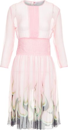 Prada Pre-owned Womens sheer silk chiffon flame knee dress - Pink - Size EU 36 (Womens)