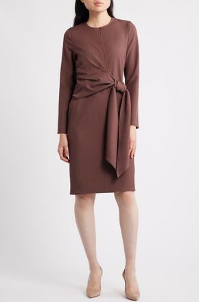 Misook Tie Waist Shift Dress in Truffle at Nordstrom, Size Xx-Large