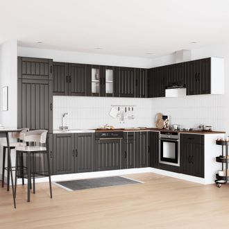 Berkfield Home Kitchen Cabinet Lucca with Double Sinks - Black Engineered Wood