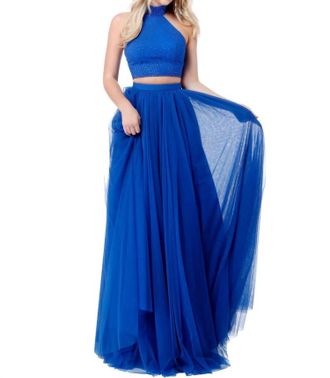 Sherri Hill Two-Piece Beaded Prom Dress In Royal