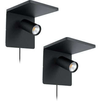 Loops 2 PACK Wall Spot Light Colour Black Reading Rocker Switch GU10 1x5W Included