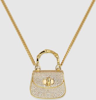 Gucci Crossbody Necklace With Gucci Bamboo 1947 Charm, Gold-toned metal, Gold-toned metal