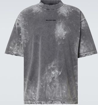 Balenciaga Distressed cotton-blend jersey T-shirt