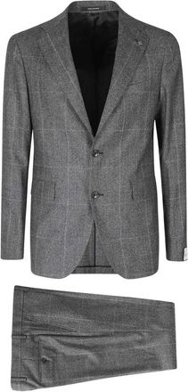 Tagliatore Prince of Wales-ruitjespak - Heren - Pakken - Grijs - Maat: M Wol