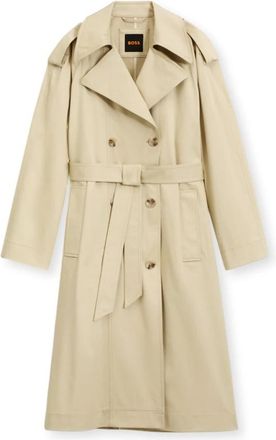 HUGO BOSS Trench Relaxed Fit C Carelli 1 - Dames - Trenchcoats - Beige - XL - Katoen - Jassen