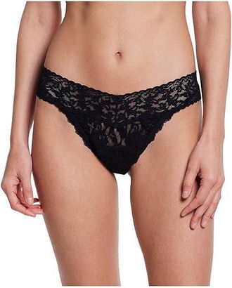 Hanky Panky Signature Lace(r) Leakproof Original Rise Thong Womens Underwear Black, Nylon