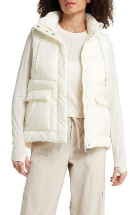 Zella Quilted Hooded Cocoon Vest in Ivory Egret at Nordstrom, Size X-Small
