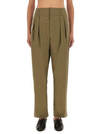 Moschino Pleated Cotton Trousers - Green