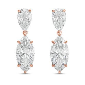 Diana M. Jewels 14KW RG 20.00 Ct TW of Lab grown pear and marquise shape diamond drop earrings