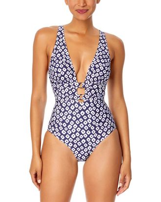 Anne Cole Double Ring Plunge Front One-Piece