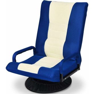 Costway Poltrona Relax Girevole Ergonomica Reclinabile, da Casa e Ufficio, 55 x 65 x 76 cm (Blu-Crema)