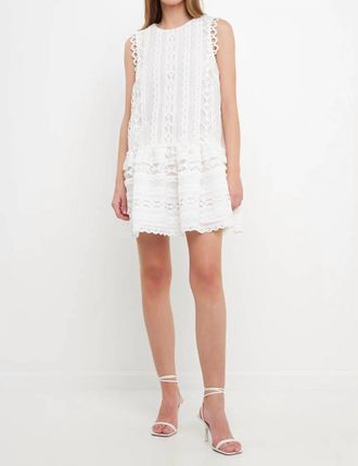 endless rose Shift Lace Dress In White