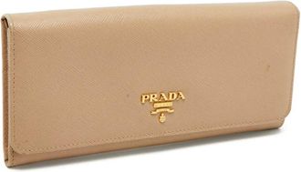 Prada saffiano logo-plaque wallet - women - Calf Leather - One Size - Neutrals