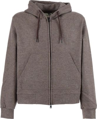 Circolo 1901 Zip-throughs, male, Brown, Size: S Felpa con cappuccio in lana